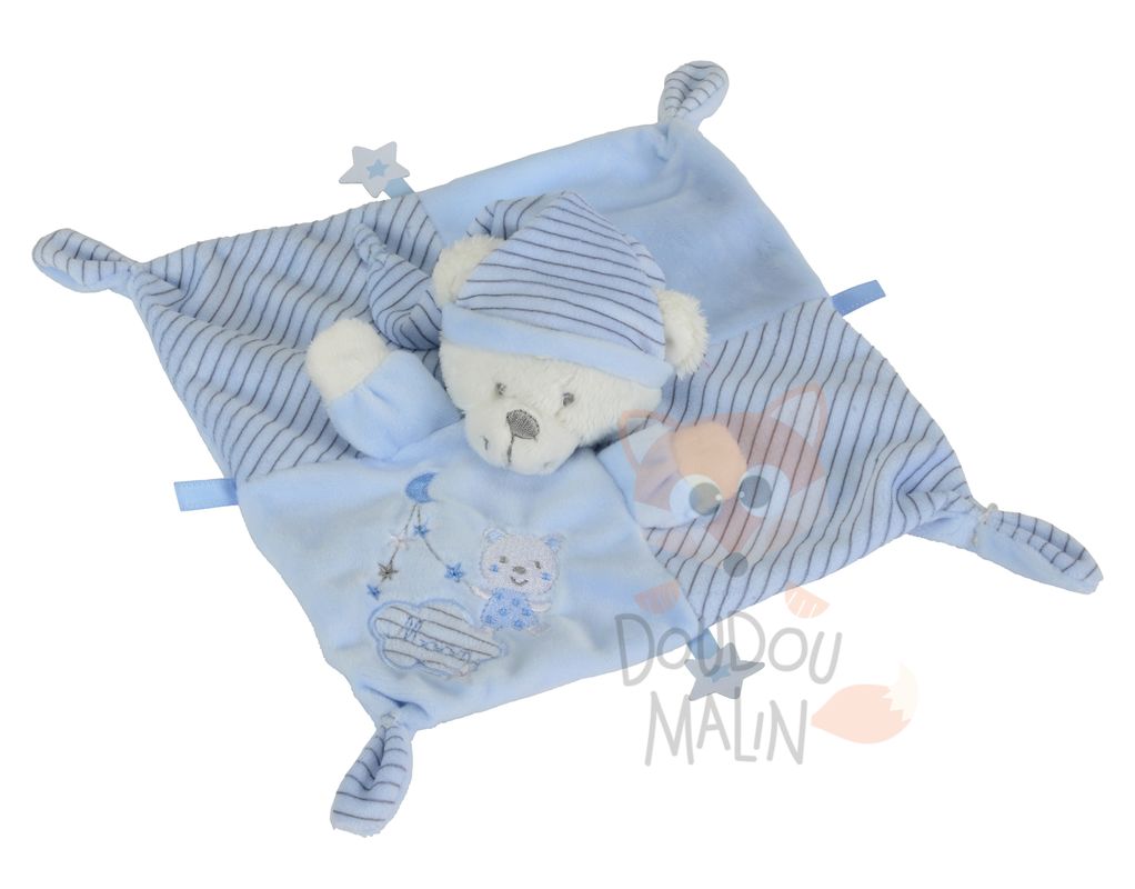 Max & sax baby comforter bear blue white star 